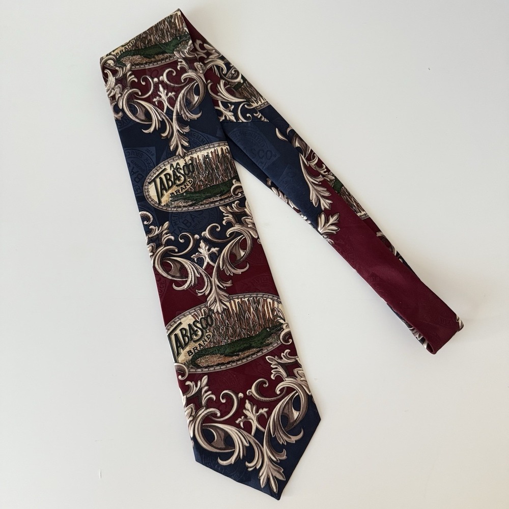 Vintage‎ Tobasco Tie Men's Silk Whimsical Travel Preppy Louisiana